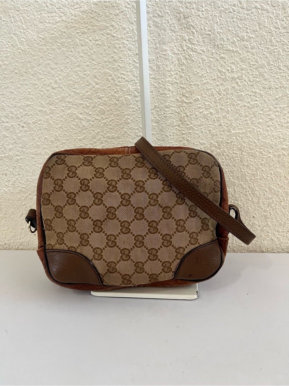 Gucci GG Bree leather/cloth crossbody bag